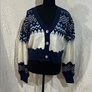 Mi Ami Navy and White Knit‎ Sweater, size medium, NWT